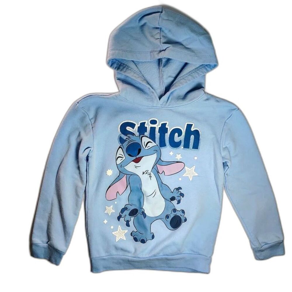 Disney Stitch & Angel Light Blue Girls Hoodie Sweatshirt Size S (6-6X)
